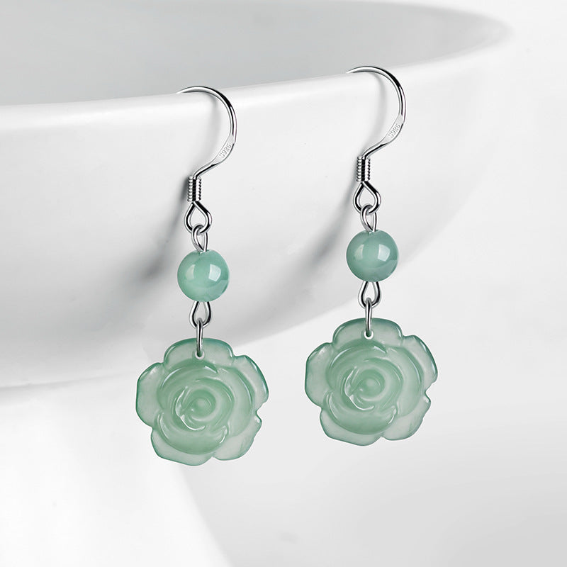 Natural Jade Earrings Silver Jadeite Earrings