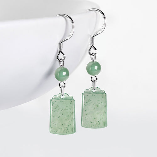 Natural Jade Earrings Silver Jadeite Earrings