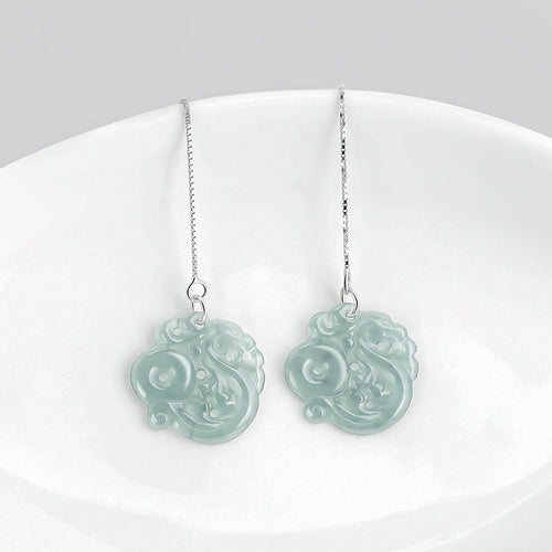 Natural Jade Earrings Silver Jadeite Earrings