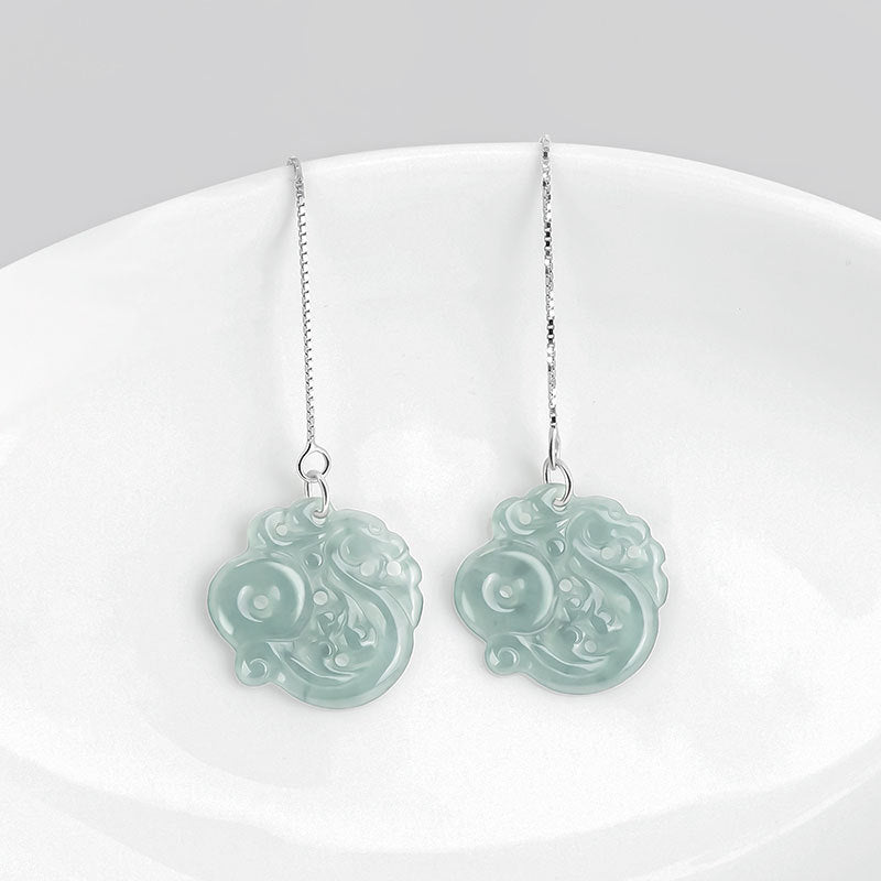 Natural Jade Earrings Silver Jadeite Earrings