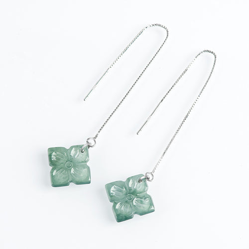 Natural Jade Earrings Silver Jadeite Earrings