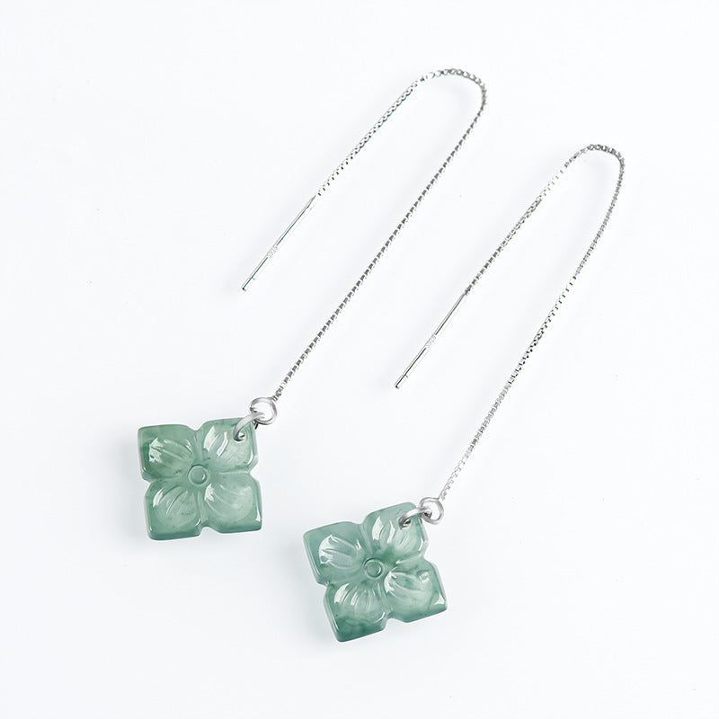 Natural Jade Earrings Silver Jadeite Earrings