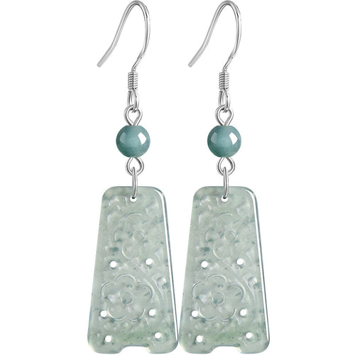Natural Jade Earrings Silver Jadeite Earrings