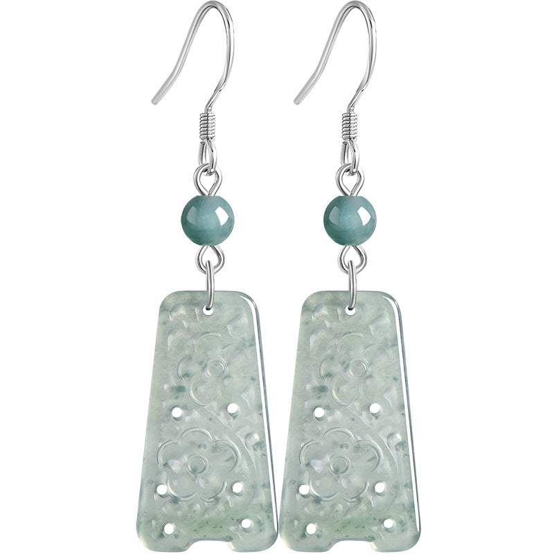 Natural Jade Earrings Silver Jadeite Earrings