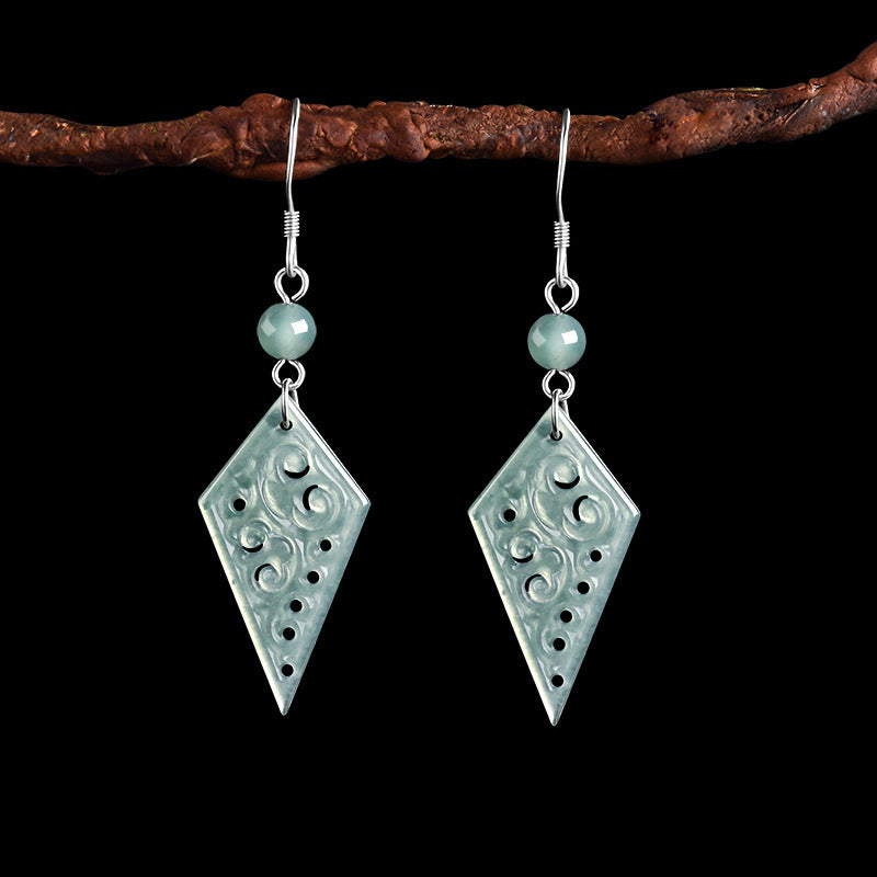 Natural Jade Earrings Silver Jadeite Earrings