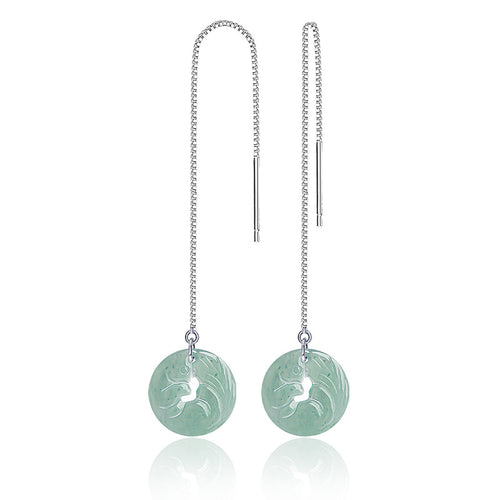 Natural Jade Earrings Silver Jadeite Earrings