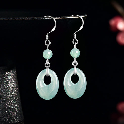 Natural Jade Earrings Silver Jadeite Earrings