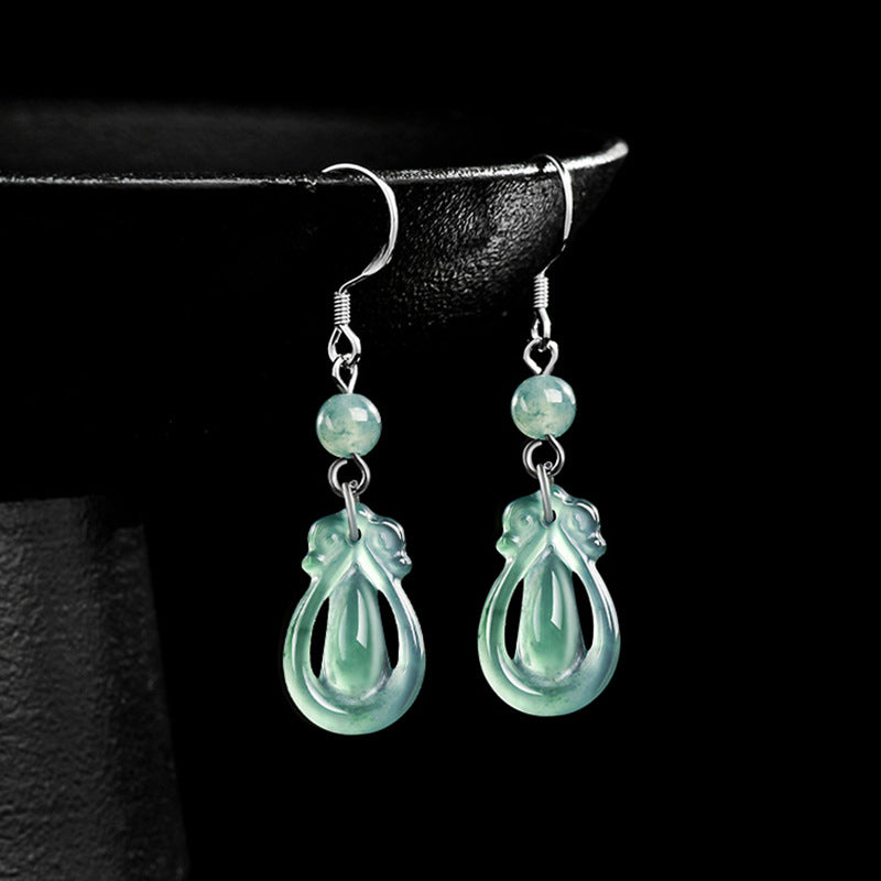 Natural Jade Earrings Silver Jadeite Earrings