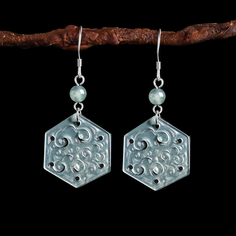 Natural Jade Earrings Silver Jadeite Earrings