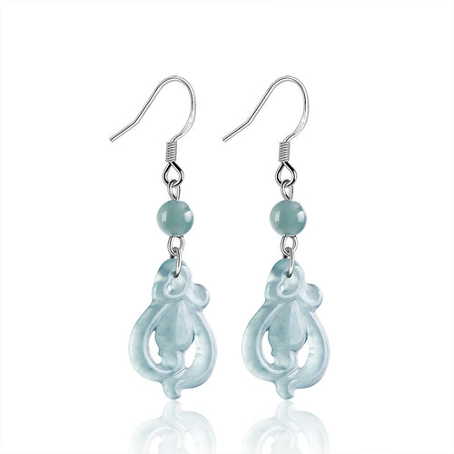Natural Jade Earrings Silver Jadeite Earrings