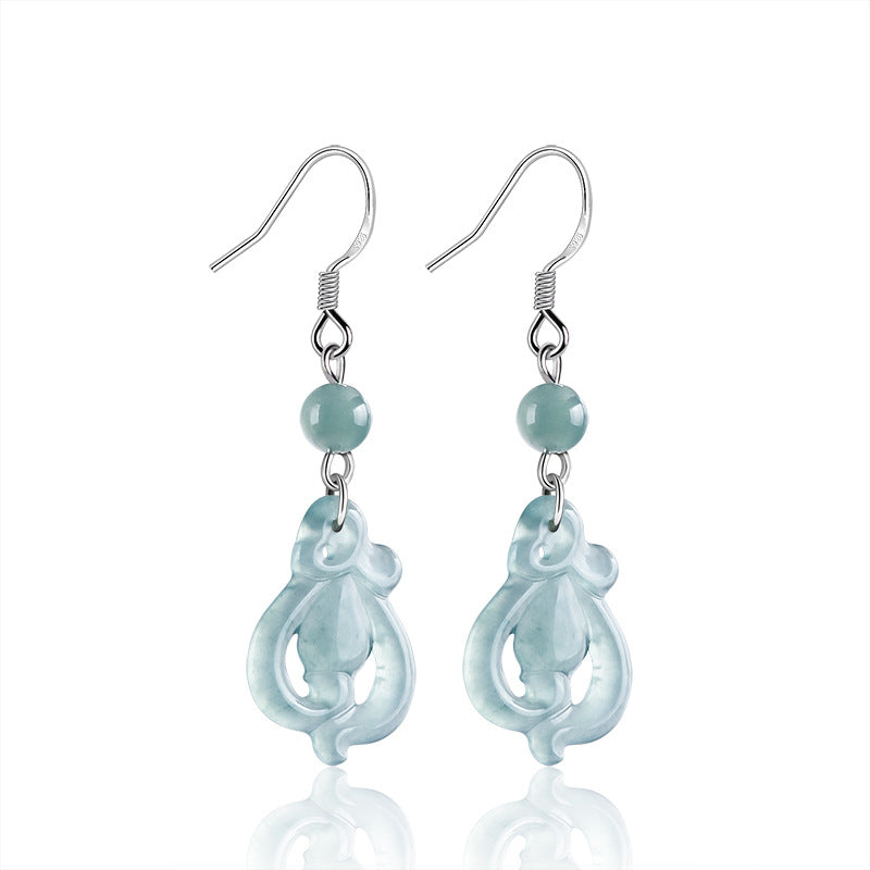 Natural Jade Earrings Silver Jadeite Earrings
