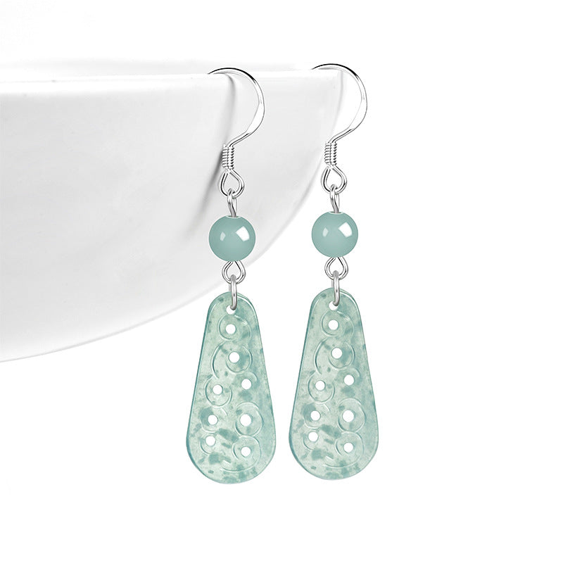 Natural Jade Earrings Silver Jadeite Earrings