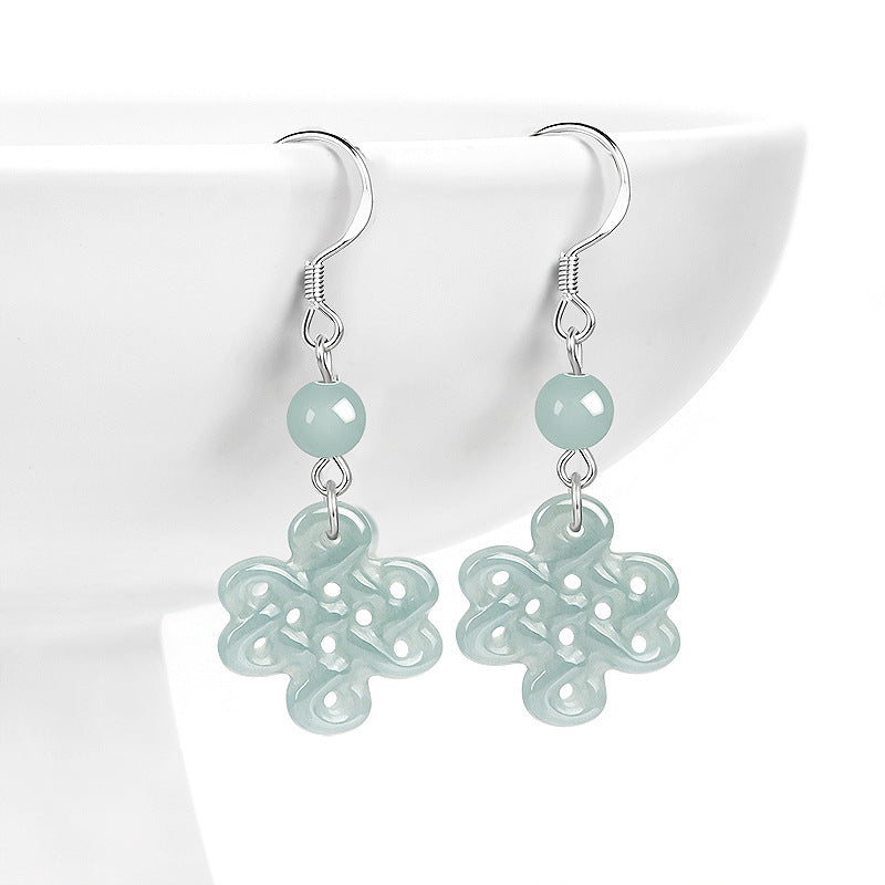 Natural Jade Earrings Silver Jadeite Earrings