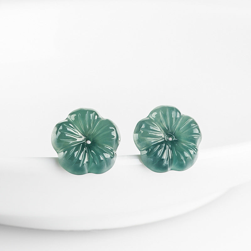 Natural Jade Earrings Silver Jadeite Earrings