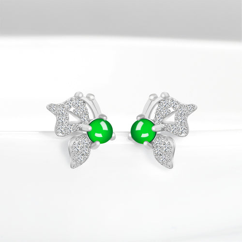 Natural Jade Earrings Silver Jadeite Earrings
