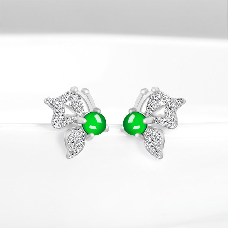 Natural Jade Earrings Silver Jadeite Earrings