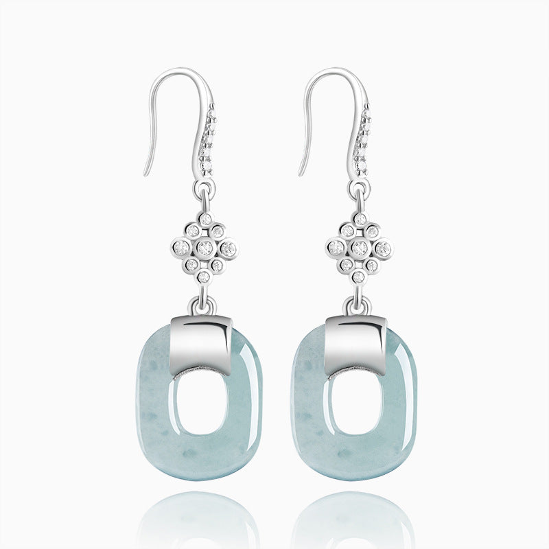 Natural Jade Earrings Silver Jadeite Earrings