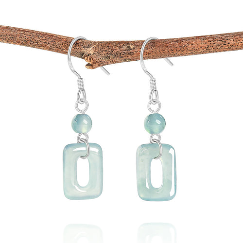 Natural Jade Earrings Silver Jadeite Earrings