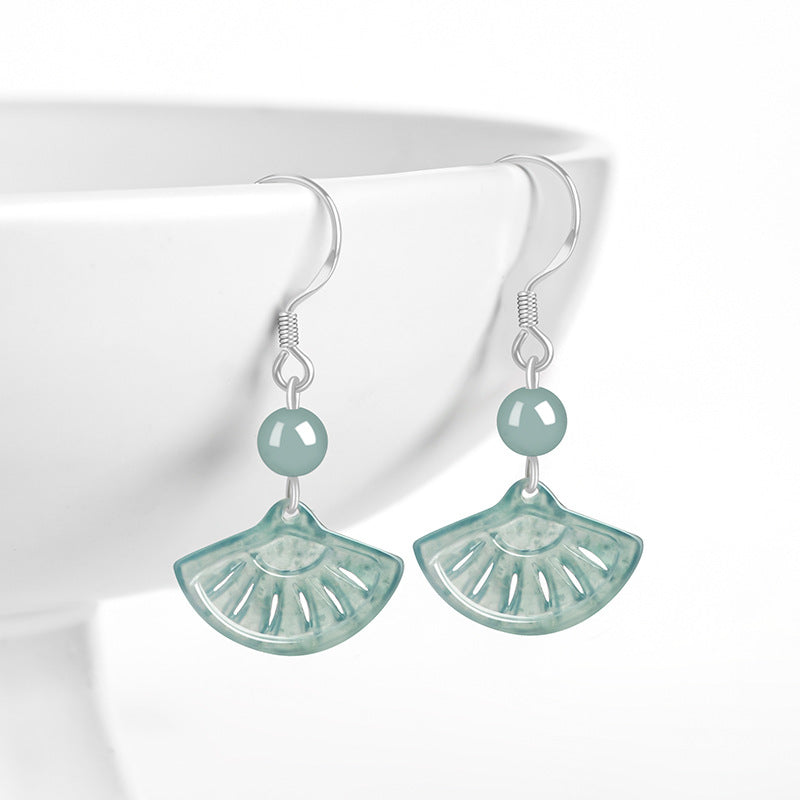 Natural Jade Earrings Silver Jadeite Earrings