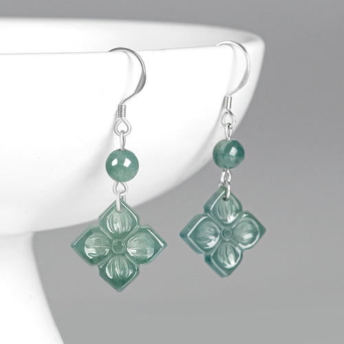 Natural Jade Earrings Silver Jadeite Earrings