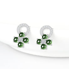 Natural Jade Earrings Silver Jadeite Earrings