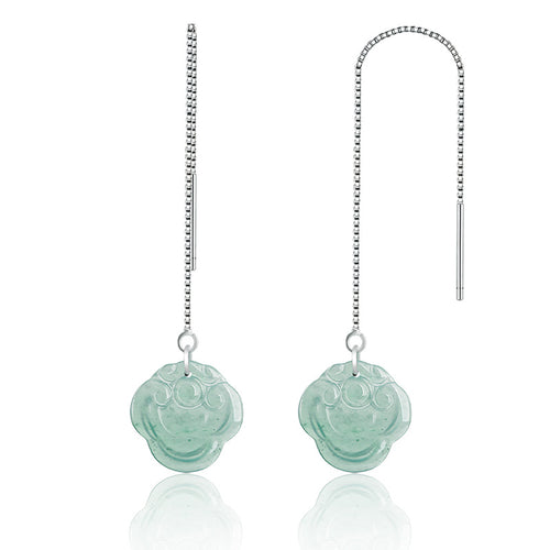 Natural Jade Earrings Silver Jadeite Earrings