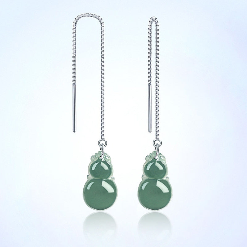 Natural Jade Earrings Silver Jadeite Earrings