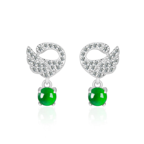 Natural Jade Earrings Silver Jadeite Earrings
