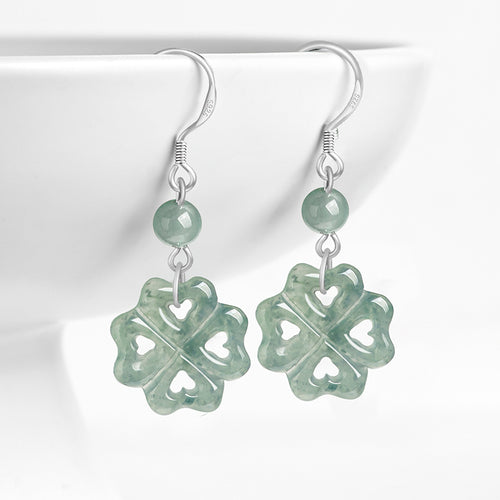 Natural Jade Earrings Silver Jadeite Earrings