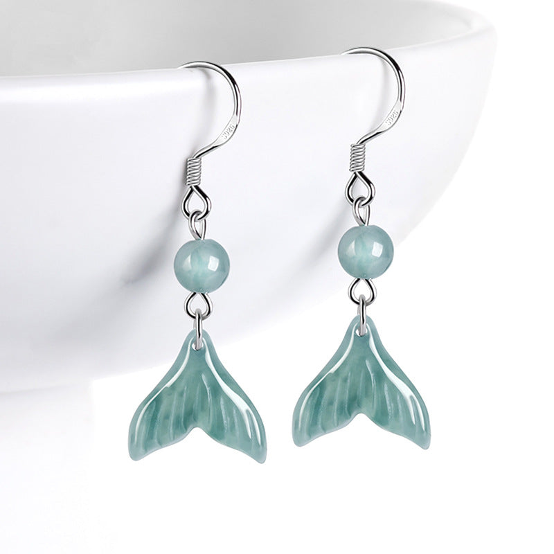Natural Jade Earrings Silver Jadeite Earrings