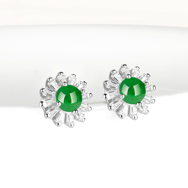 Natural Jade Earrings Silver Jadeite Earrings