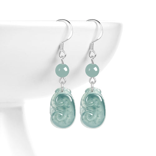 Natural Jade Earrings Silver Jadeite Earrings
