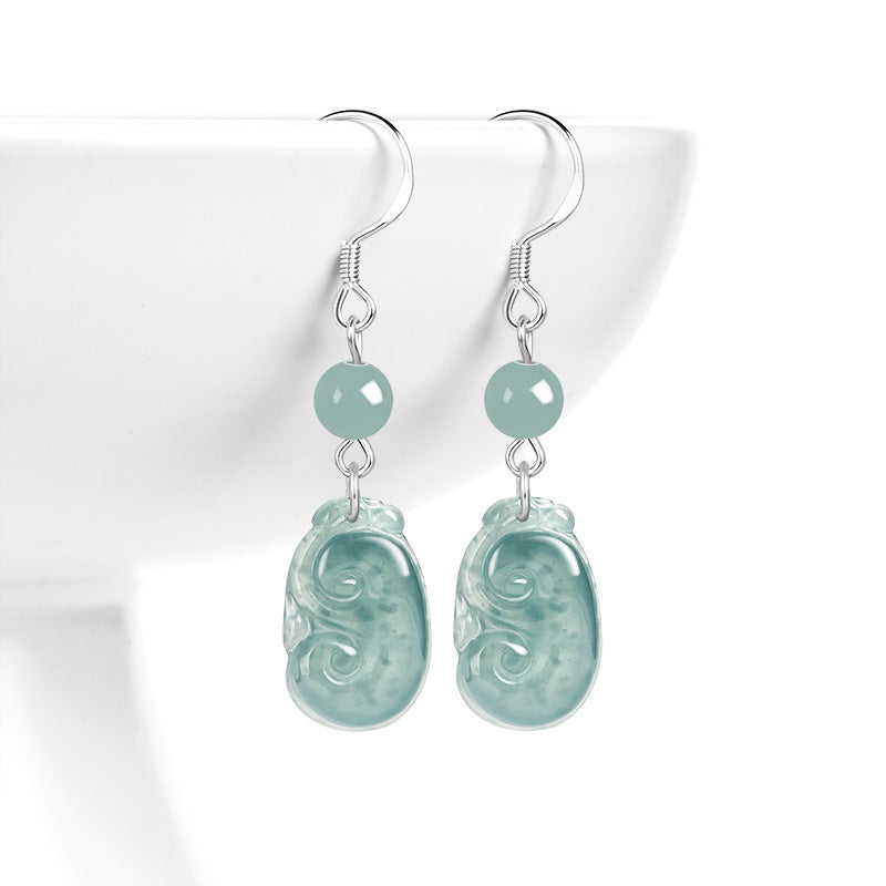 Natural Jade Earrings Silver Jadeite Earrings