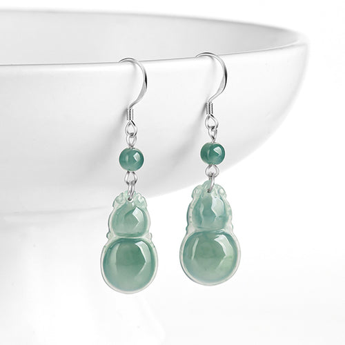 Natural Jade Earrings Silver Jadeite Earrings