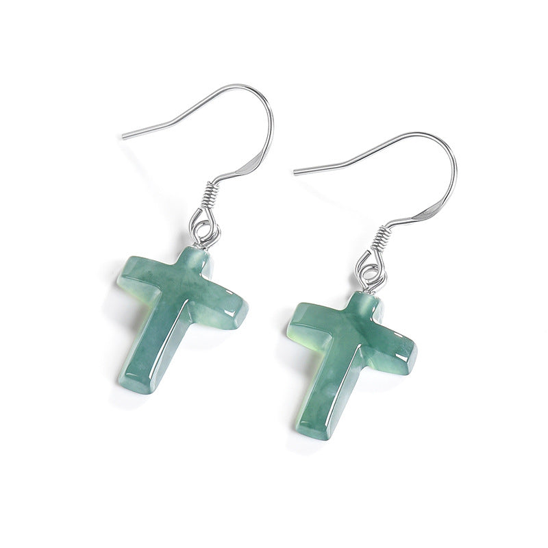 Natural Jade Earrings Silver Jadeite Earrings