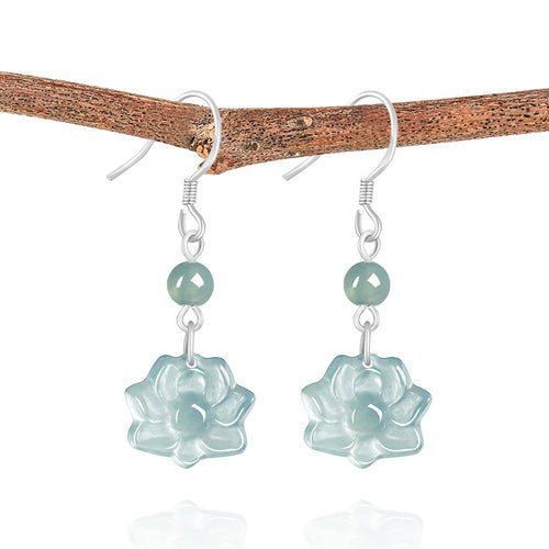 Natural Jade Earrings Silver Jadeite Earrings