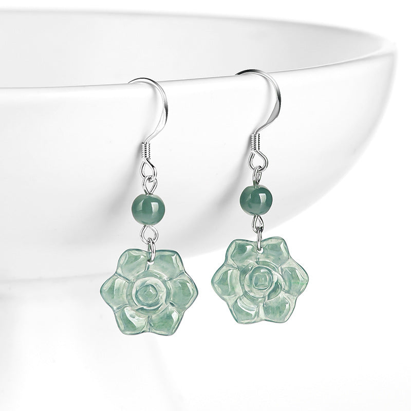 Natural Jade Earrings Silver Jadeite Earrings