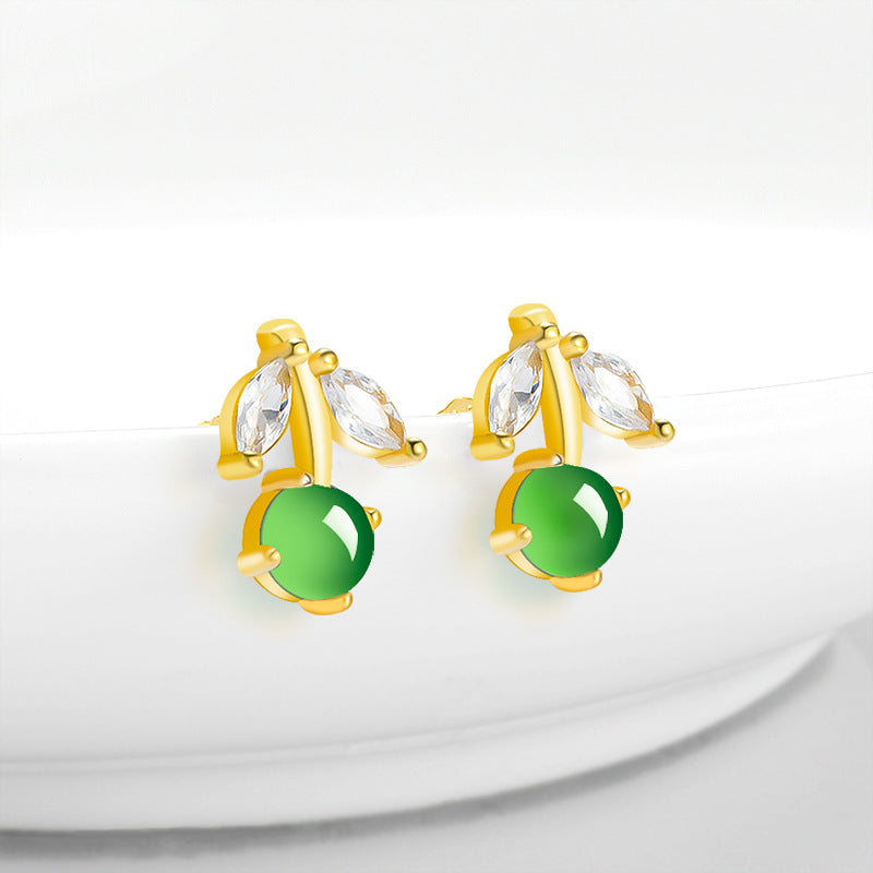 Natural Jade Earrings Silver Jadeite Earrings