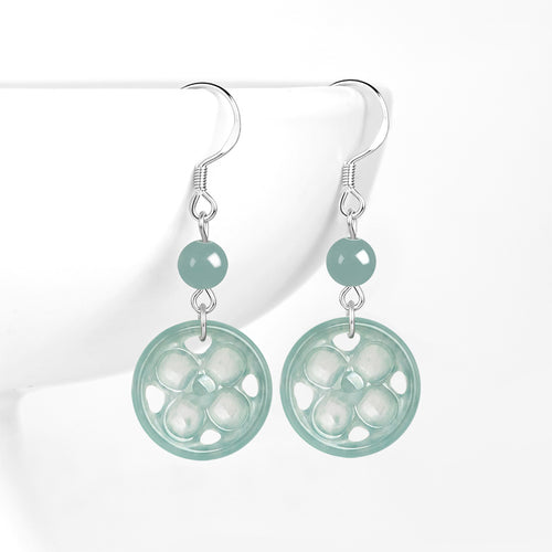 Natural Jade Earrings Silver Jadeite Earrings