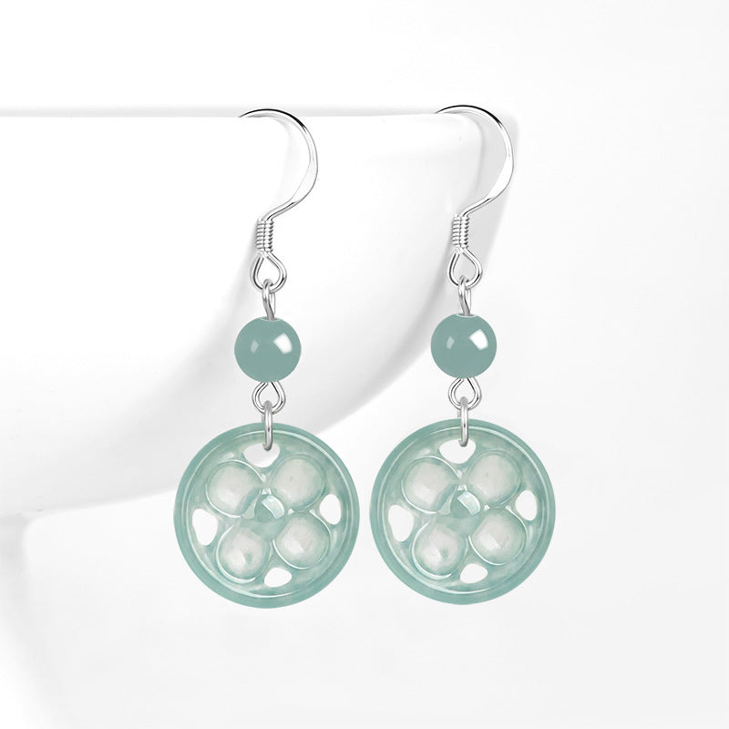 Natural Jade Earrings Silver Jadeite Earrings