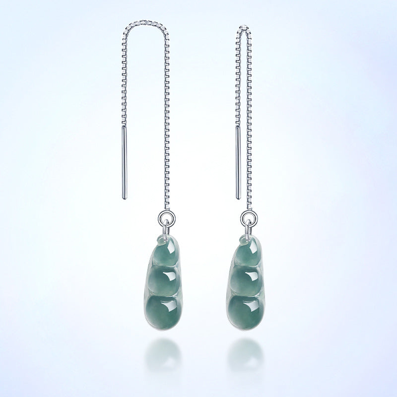 Natural Jade Earrings Silver Jadeite Earrings