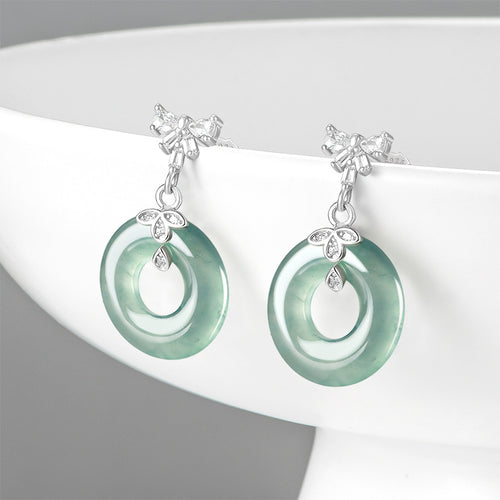 Natural Jade Earrings Silver Jadeite Earrings