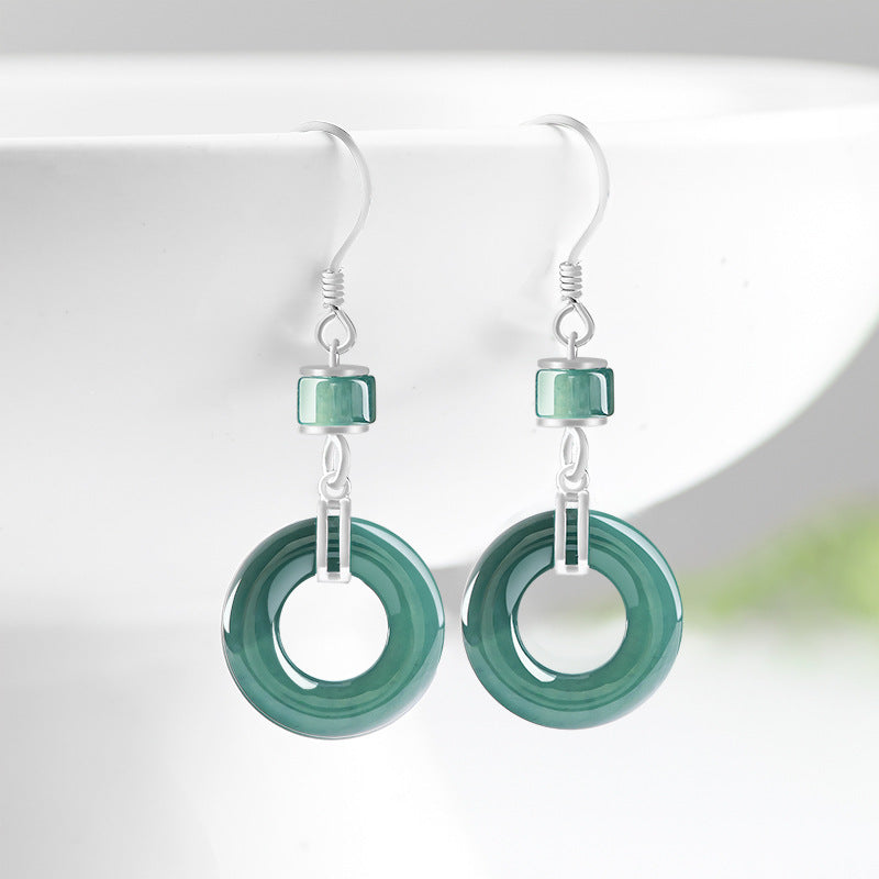 Natural Jade Earrings Silver Jadeite Earrings