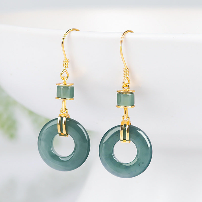 Natural Jade Earrings Silver Jadeite Earrings