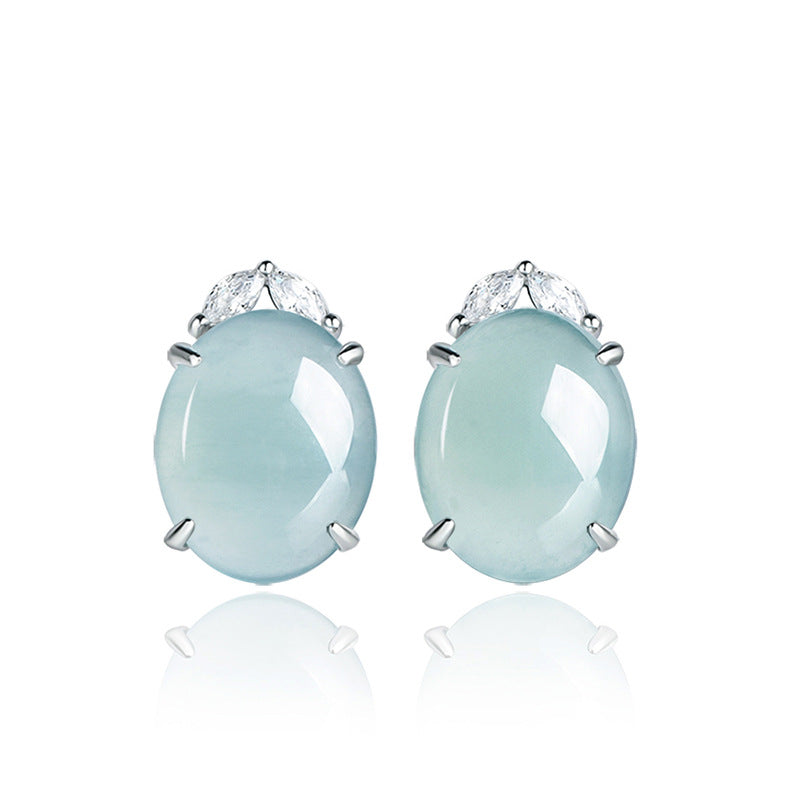 Natural Jade Earrings Silver Jadeite Earrings