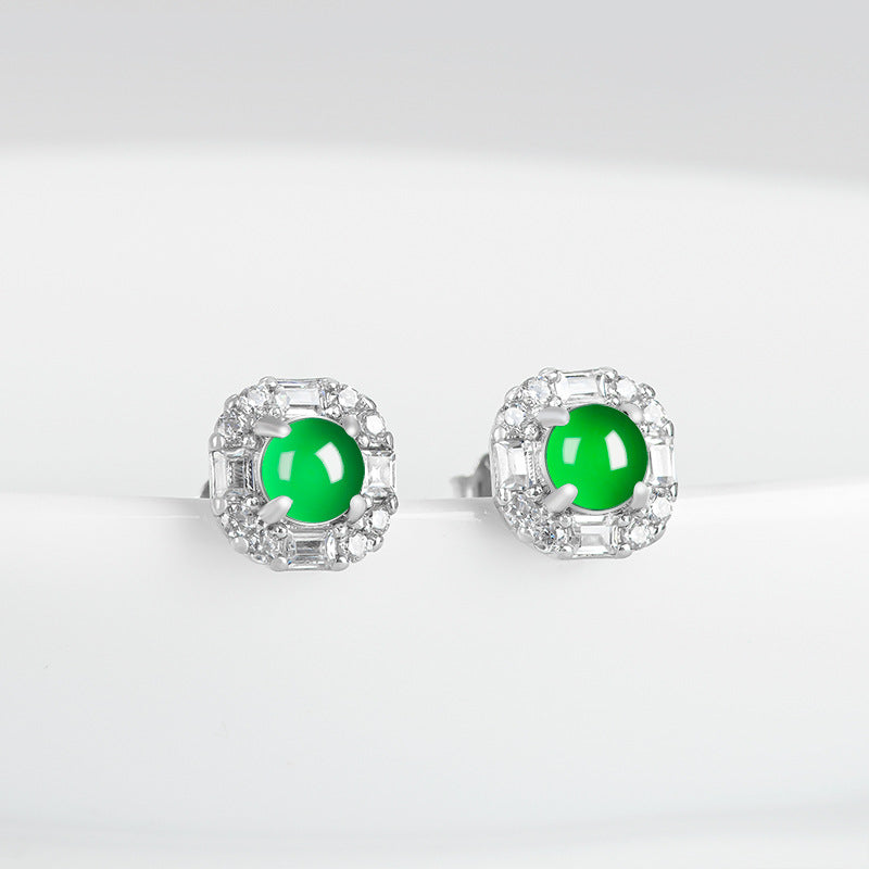 Natural Jade Earrings Silver Jadeite Earrings