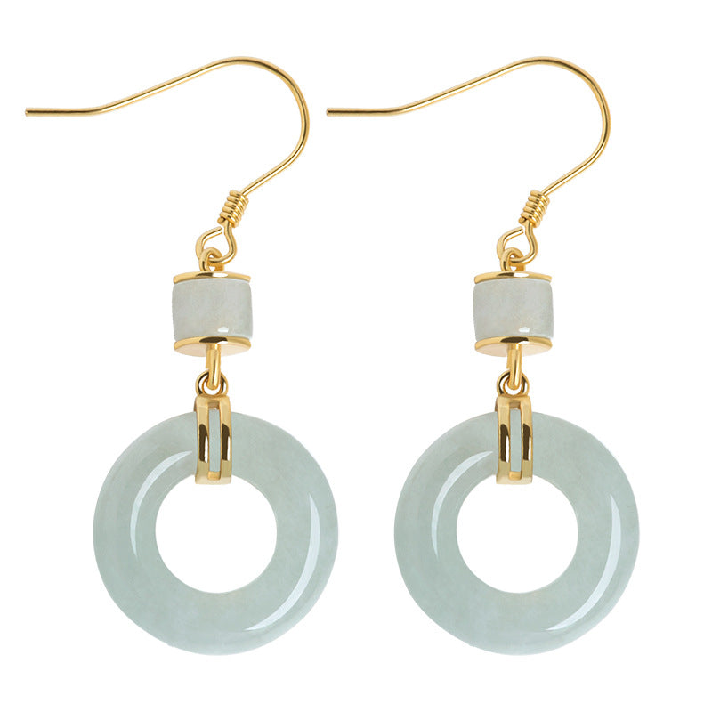 Natural Jade Earrings Silver Jadeite Earrings