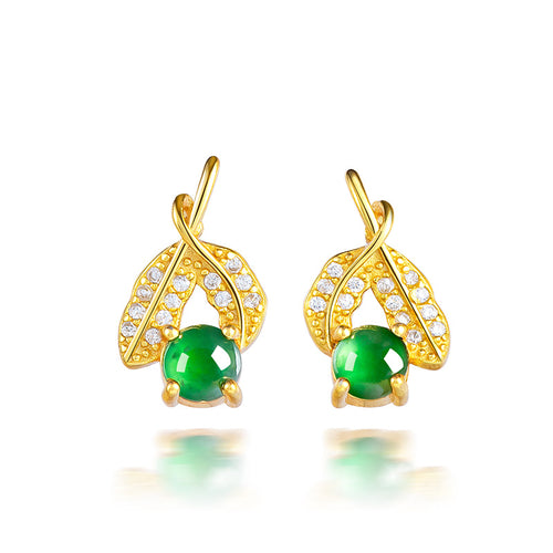 Natural Jade Earrings Silver Jadeite Earrings