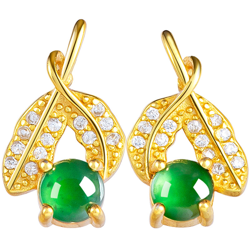 Natural Jade Earrings Silver Jadeite Earrings