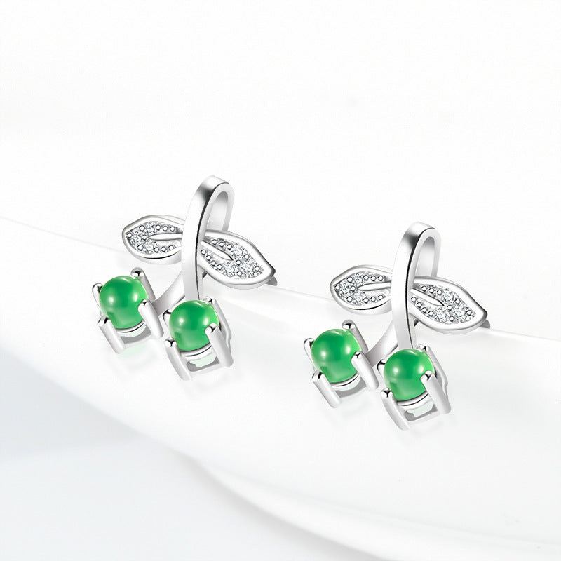 Natural Jade Earrings Silver Jadeite Earrings